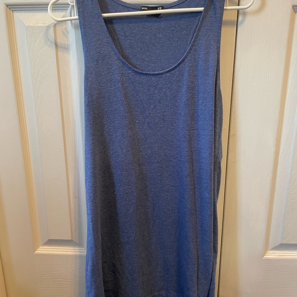 H&M Blue Fitted Sleeveless Tank Top